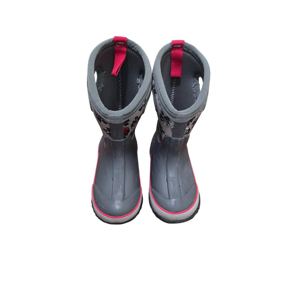 Bogs Kids Classic Skulls Boots US 9 Waterproof Insulated Gray Red